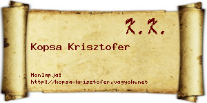 Kopsa Krisztofer névjegykártya